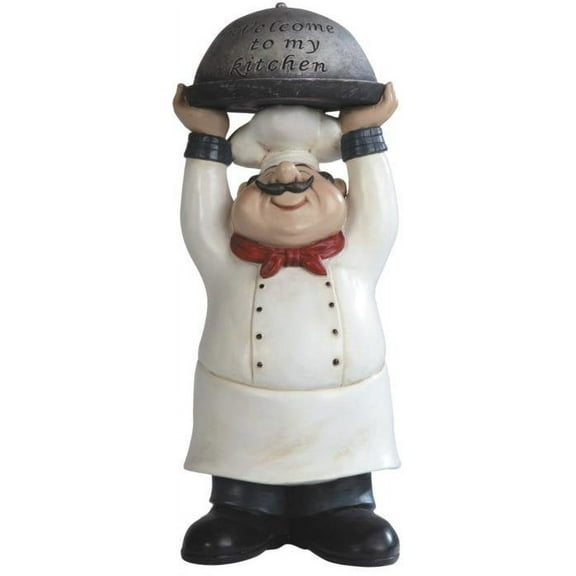 Chef holding Welcome to My Kitchen Tray Figurine