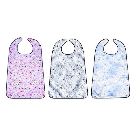 XUFLVPSEF 3 Pack Adult Bibs for Women, Reusable Adult Bibs for Eating with Optional Crumb Catcher, Waterproof Washable Dining Clothing Protector, Gifts for Women/Mom