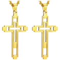 thumbnail image 1 of Cadenas Hermosas EchCross02 2Pzas Oro Collar Cruz Dije 2.5x4.5cm Metal., 1 of 4