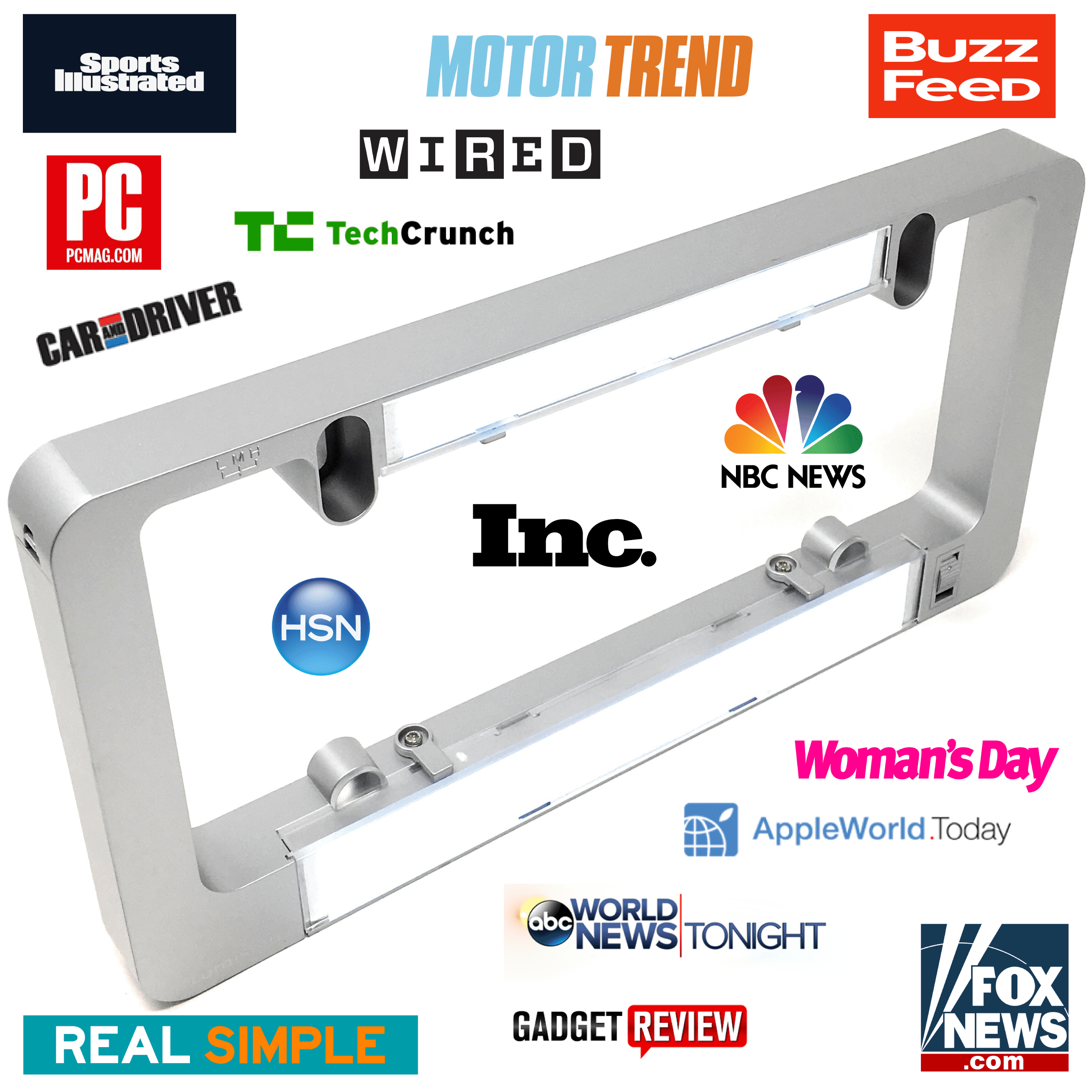 battery operated lighted license plate frame