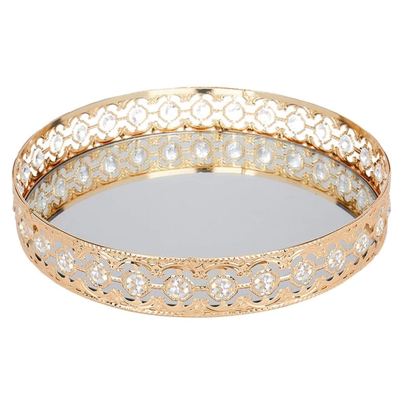 yotijay ed Crystal Tray Ornate Jewelry Trinket Tray Organizer Cosmetic Perfume Bottle Tray Home Dresser r