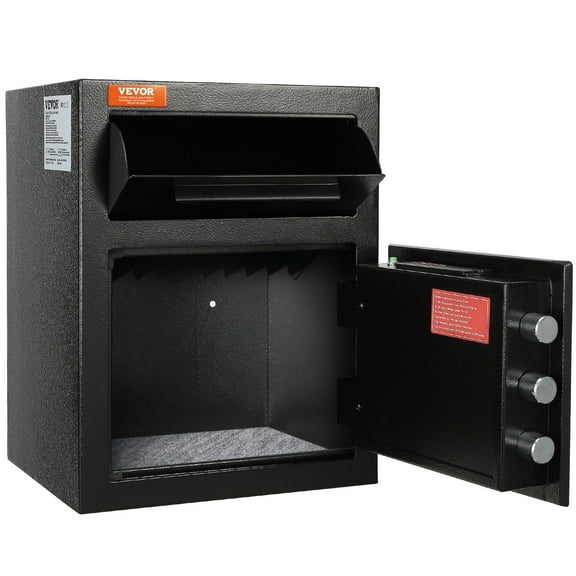 1.7 Cub Depository Safe, Deposit Safe with Drop Slot, Electronic Code Lock and 2 Emergency Keys, 17.71'' x 13.77'' x 13.77'' Business Drop Slot Safe for Cash, Mail in Home, Hotel, Office