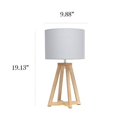 thumbnail image 4 of Simple Designs Interlocked Triangular Natural Wood Table Lamp with Gray Fabric Shade, 4 of 8