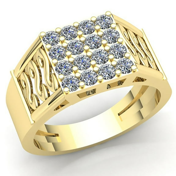 Natural 0.2ct Round Cut Diamond Mens Cluster Classic Anniversary Engagement Ring Solid 18K Rose, White or Yellow Gold F VS1