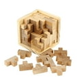 thumbnail image 1 of Wooden 3D Brain Teaser Puzzle, T-Shaped Intellectual Lock Game for Teens & Adults, STEM Educational Gift, 1 of 8