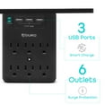 thumbnail image 5 of Aduro Shelf Wall Surge Protector with 6 Outlet & 3 USB Ports Black, 5 of 10
