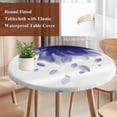 thumbnail image 4 of Modern Blue Round Tablecloth, Fitted Table Cover with Elastic for 55"-60" Round Tables, Gradient Floral Abstract Bohemian White Table Cloth Outdoor Indoor Dinning Party Waterproof Tablecloths, 4 of 7