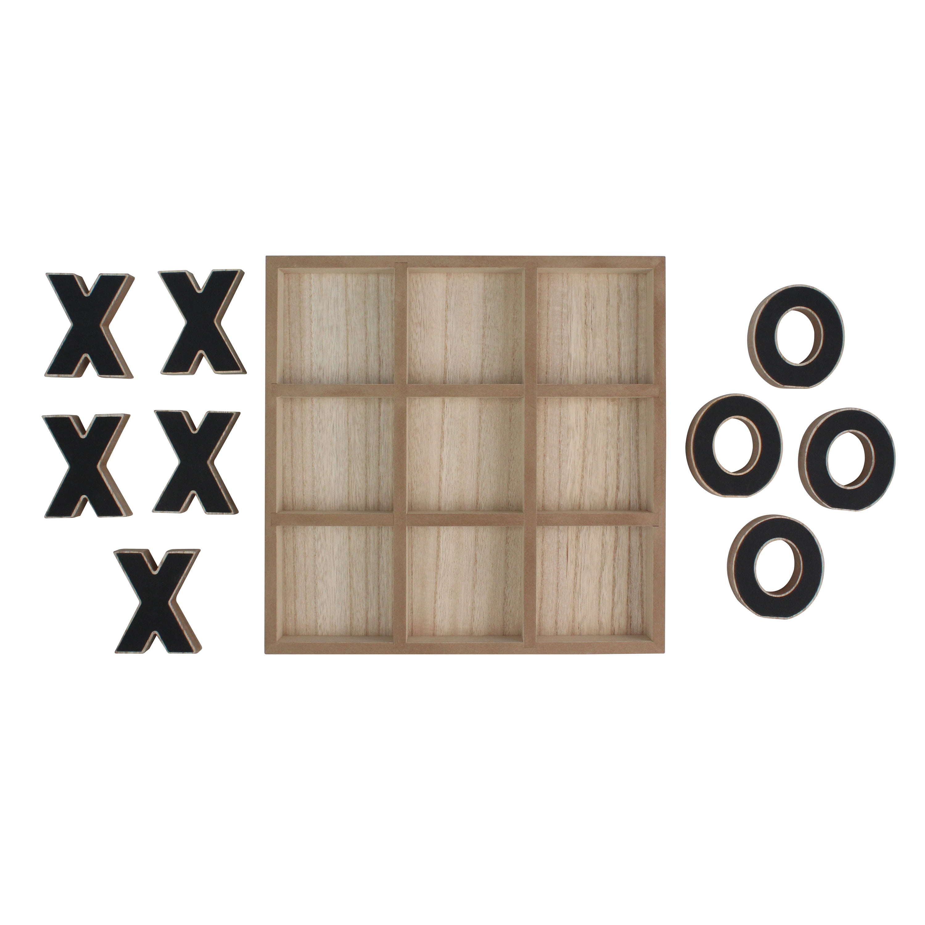 (2 pack) Mainstays Decorative Wood Tic-Tac-Toe Set, Brown