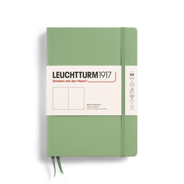 Libreta LEUCHTTURM1917, tapa dura, tamaño mediano, A5, 251 páginas, color salvia