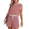 thumbnail image 4 of MKLEKYY Mono Corto de Verano para Mujer, Mono Informal de Manga Corta con Rayas, Pantalones Cortos, Monos con Cordón Ajustable En La Cintura, 4 of 4