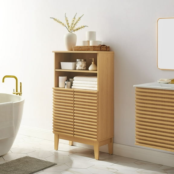 Modway Render Freestanding Bathroom Storage Cabinet in Oak by Modway