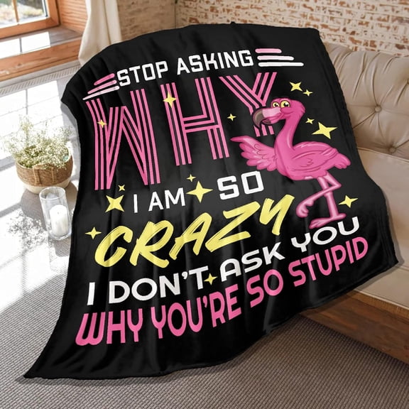 Flamingo Blanket,Funny Flamingo Collage Print Gifts for Flamingos Lovers, Soft Plush Flannel Throw Bed Sofa Bedroom Decoration 50 in x 40 in Small for Kids
