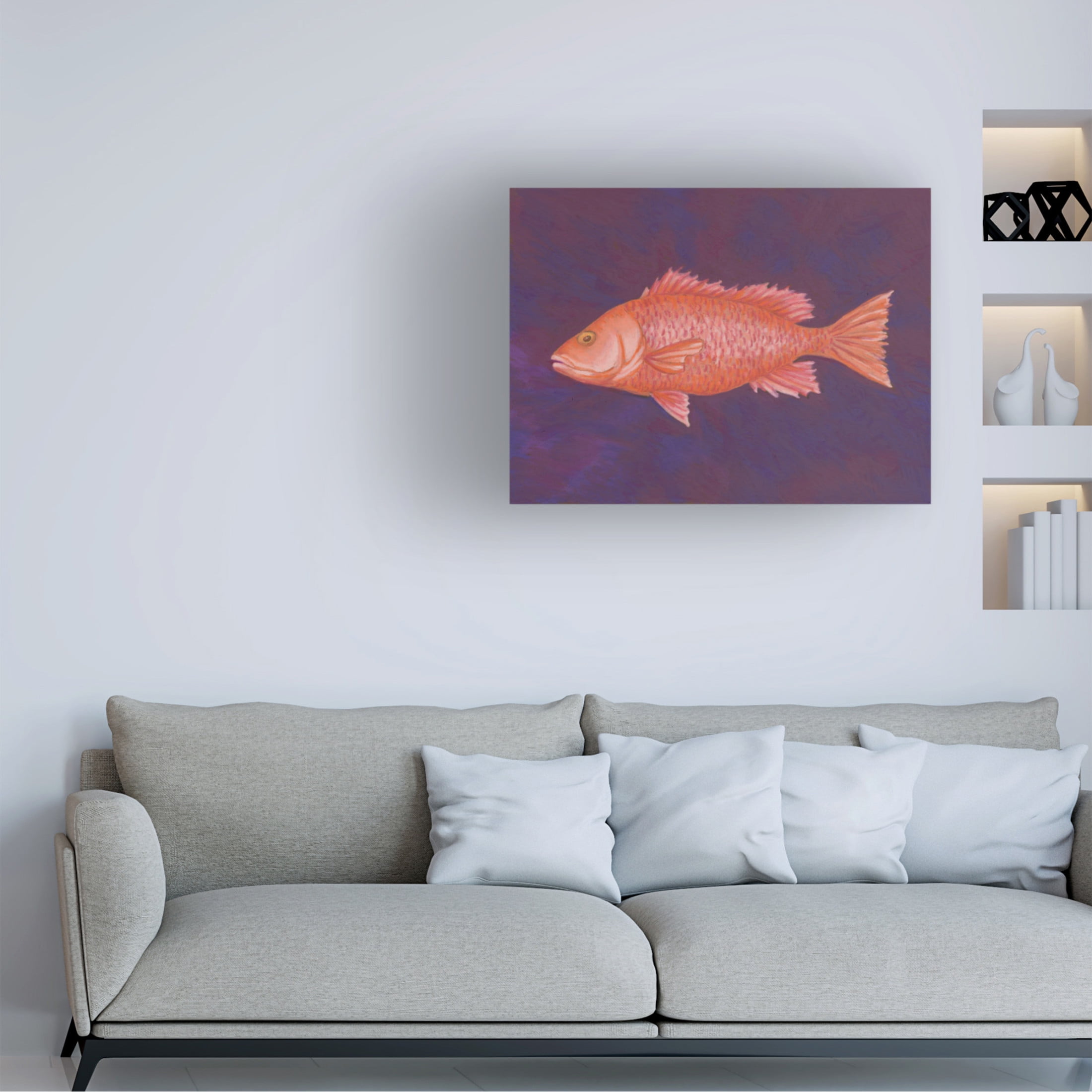 Canvas Wall Art - Andrea Strongwater 'Fish Red Snapper' Wall Art for Living Room, Bedroom, or Office Décor by Trademark Fine Art - 24 x 18 Inches