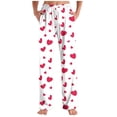 thumbnail image 2 of hotojiny Mens Pajama Pants Breathable Wide Leg Pj Bottoms Lightweight Elastic Waist Heart Valentine's Day Sleepwear S-3XL, 2 of 5