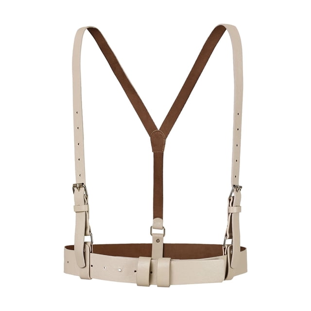 SUSPENSORES UNISEX VINTAGE DE CUERO PU INSPIRAR CON AGUJEROS AJUSTABLES PARA MUJERES Y HOMBRES 36.61-42.52" BEIGE
