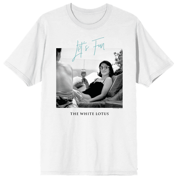 White Lotus Lucia Greco Let's Fun Crew Neck Short Sleeve White Adult T-shirt-Medium