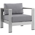 thumbnail image 4 of Modway Shore 6 Piece Outdoor Patio Aluminum Sectional Sofa Set in Silver Navy, 4 of 8