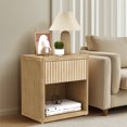 thumbnail image 6 of BCBYou Fluted Nightstand Set of 2, 22.7" Wide Bedside Table with Drawer and Storage, Mid Century Modern Wood End Table, Large Night Stand for Bedroom, Living Room, 6 of 7