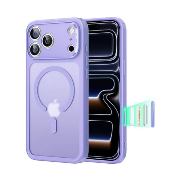ZHU997 for iPhone 17 Pro Case, Camera Control, Compatible with MagSafe, Shockproof Military-Grade Protection, Magnetic Phone Case for iPhone 17 Pro, Classic Hybrid Case, Frosted Purple