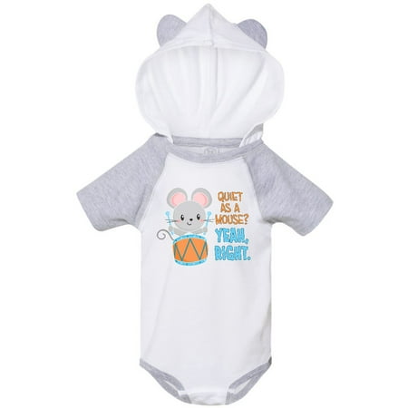 

Inktastic Quiet As A Mouse Yeah Right Cute Mouse Drummer Gift Baby Boy or Baby Girl Bodysuit