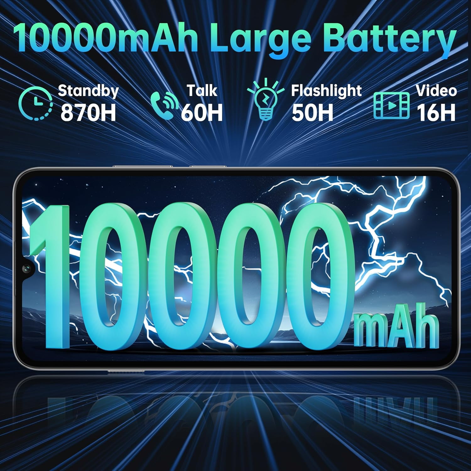 OUKITEL C59 Pro SE Unlocked Android Phones - 6.88”HD+ Display Android 15 10000 mAh Battery 24GB +256GB/1TB TF Cell Phone with 120LM Flashlight, NFC 13MP Camera Smartphone, OTG/Fingerprint/4G Dual SIM