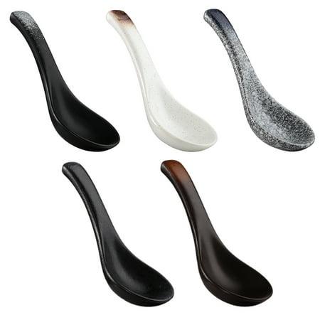 

5Pcs Japanese Ramen Soup Spoons Ceramic Soup Spoons Japanese Style Spoons for Household