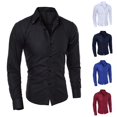 thumbnail image 2 of Mens Long Sleeve Button Down Dress Shirt Business Formal Party Slim Shirts Tops, 2 of 8