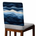 thumbnail image 2 of Abstract Art Chair Covers Set of 6 Beige Dark Blue Ripple Minimalist Art Linen Chair Back Covers Stretch Removable Washable Chairs Slipcovers Chair Protector for Dining Room Kitchen Party Decor, 2 of 5