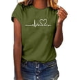 thumbnail image 2 of Odbmxy Green Womens Short Sleeve Crew Neck T-Shirt Print Casual Loose Tops, 2 of 8