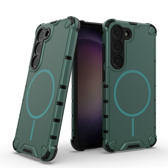 Magnetic Case for Samsung Galaxy S23 Plus, Compatible with Mag-Safe, Classic Hybrid Magnetic Phone Case, Military Grade Drop Protection, Scratch-Resistant Back Rugged Cover, Darkgreen