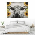 thumbnail image 3 of ONETECH  Sunflower Cow Tapestry Farmhouse Bull Floral Wall Art Western Rustic Farm Country Highland Cattle Funny Animal Wildlife Cute Milk Wall Hanging Bedroom Living Room Dorm Decor., 3 of 7