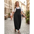 thumbnail image 3 of Cueply Womens Plus Size Overalls Jumpsuits Causal Sleeveless Adjustable Straps Wide Leg Long Pants with Pockets, 3 of 9
