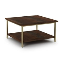 Mango Wood Coffee Table - 34" Dark Brown Metal Base - Living Room Accent Table