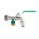 thumbnail image 1 of Conector de manguera de latón para agua potable y jardín, diseño desmontable, cuerpo reforzado, salida única, válvula verde, 25mm., 1 of 6