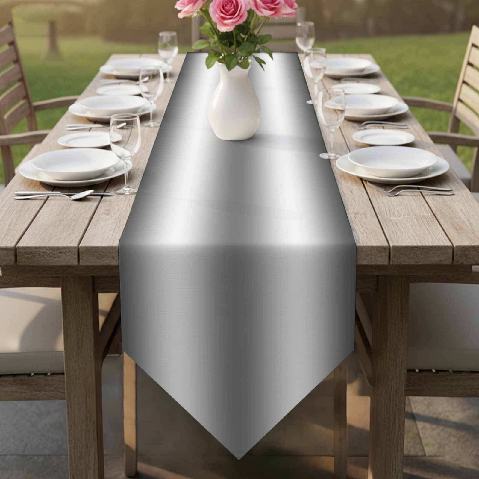 Grey White Table Runner Linen Burlap Table Runner 36 Inches Small Gray Farmhouse Modern Rustic Dresser Scarves for Kitchen Island Coffee Dining Room Party Wedding Banquet Holiday Decoration 13"x36"