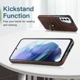 thumbnail image 3 of Fit for Samsung Galaxy S21 Case Card Pocket 360° Rotatable Ring Holder Kickstand, Shockproof Drop Resistant PU Leather Soft TPU Back Protective Phone Case For Samsung Galaxy S21, Coffee, 3 of 8