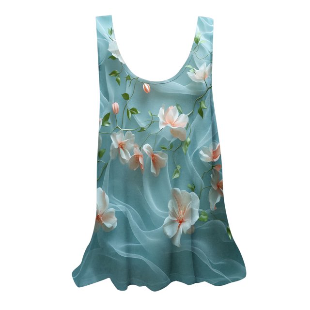 UPPADA Camisoles d'Été pour Femmes à Col Rond Coupe Ample T-Shirts Décontractés Mode Sans Manches Vêtements de Plage Ourlet Fluide Chandails à Enfiler Hauts Vêtements Boho de Plage Liquidation en Liquidation Vert Menthe,G