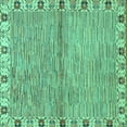 thumbnail image 1 of Ahgly Company Indoor Square Abstract Turquoise Blue Modern Area Rugs, 7' Square, 1 of 4