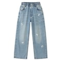 thumbnail image 4 of Tiijoy Girls Bow Straight Leg Denim Pants Casual Pull On Jeans Long Trousers, Sizes 6-16, 4 of 8