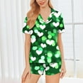 thumbnail image 2 of Tnhcen Women's 2 Piece Pajama Set Valentine's Day Graphic Sleepwear Matching Pjs Sets Button Up Shirt with Lounge Shorts Set S-2XL, 2 of 8