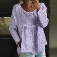 thumbnail image 2 of Holzkary 3/4 Sleeve Tops for Women Casual Flowy Printed Boho Peasant Tshirts Lightweight Fall Trendy Hiking Party Beach Blouses New Printed Loose Large Size Long Sleeved T Shirt Purple Xxl, 2 of 5