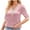 Pink, variant on Summer Plus Size Tops for Womens 2025 Fashion V-Neck Solid Lace Satin Mid Sleeved Top