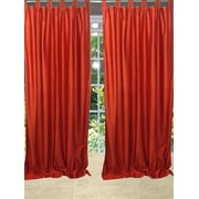 Bohemian Spanish Orange Tab Top Sari Curtain / Drape / Panel- Pair Window Treatment Ideas (Size: Length: 108".)