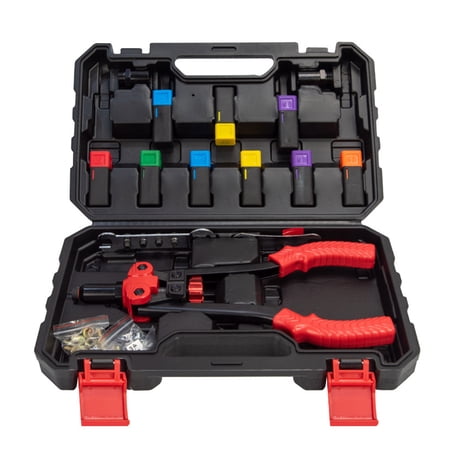 Rupoun Rivet Nut Tool Kit with 10 Rivets and 10 Nut Rivets Assortment, Manual Hand Riveter for Sheet Metal & Automotive Work, 15.35 inches / 39 cm