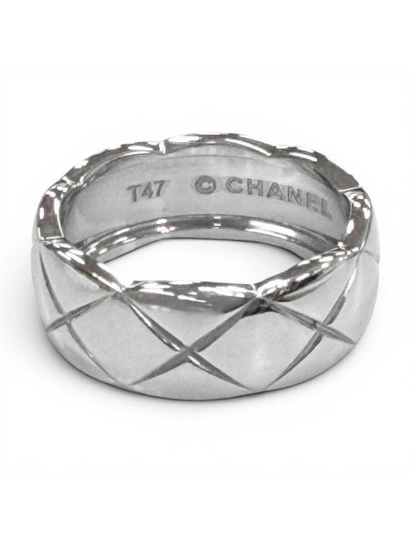 Pre-Owned CHANEL W14629 750 (WG) Coco Crush Ring, Silver, Size 47, Weight 5.43g, Women's...