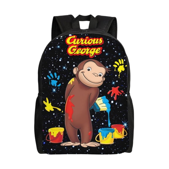 Curious Monkey George Backpack,3d Print Laptop Backpack Lightweight Casual Daypack Bookbag Multi-Function Travel Backpack