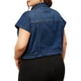 thumbnail image 4 of DARING DIVA Women's Plus Size Button Down Cap Sleeve Cropped Jacket 2X Dark Blue, 4 of 6