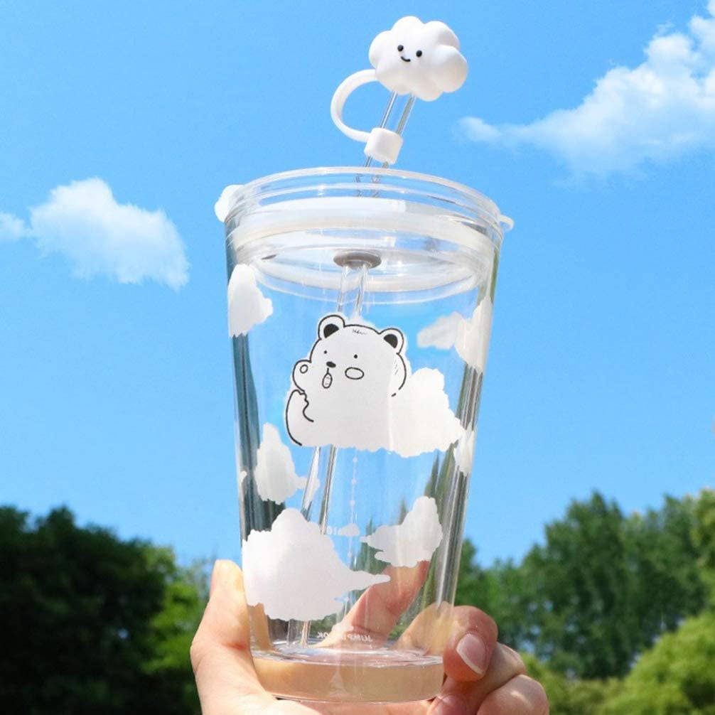 2 Pcs Cloud Silicone Straw Cover Reusable Drinking Straw Caps Lids  Dust-Proof Straw Tips Cover Straw Covers Cap for Reusable Straws Cloud  Shape Straw