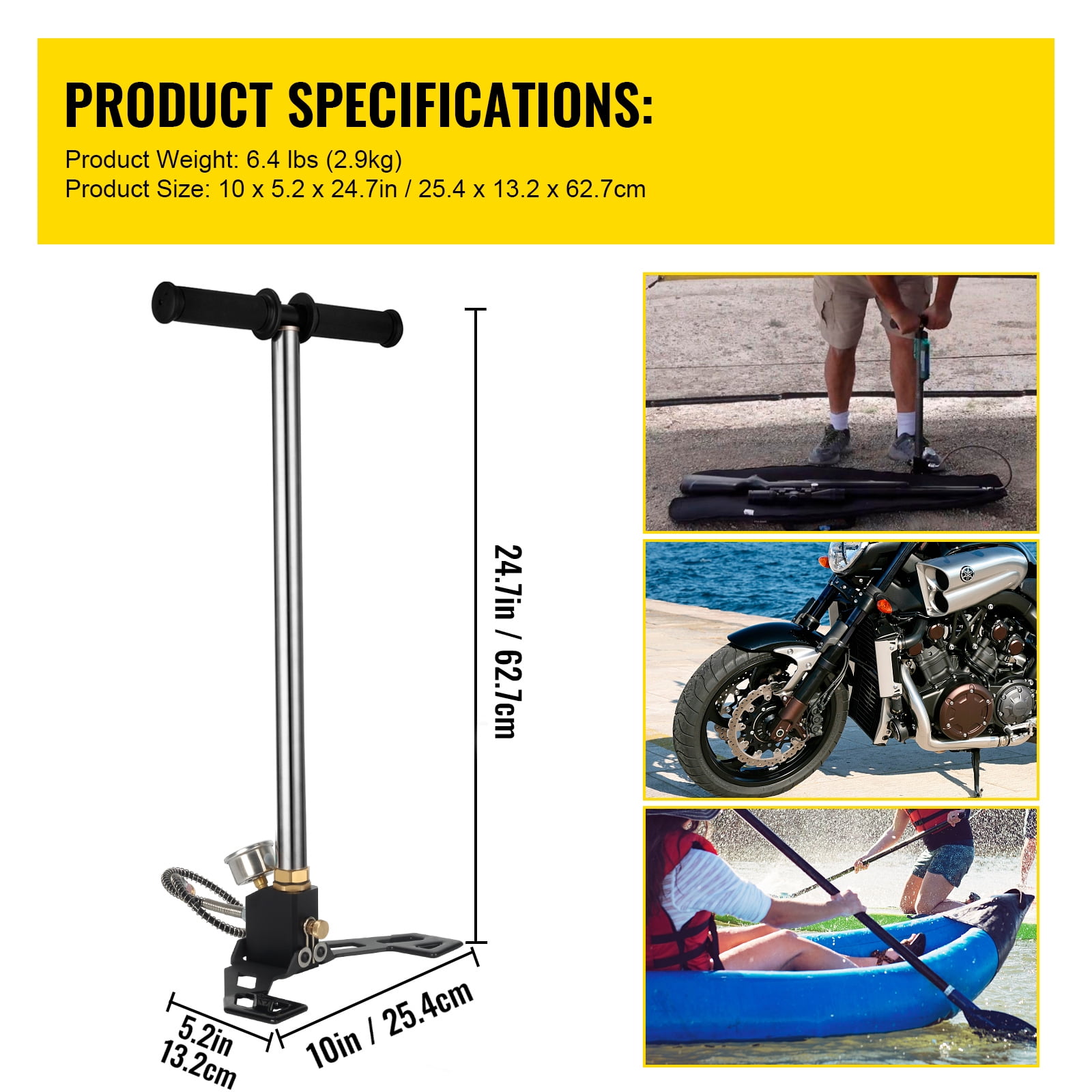 KFFKFF Air Rifle PCP Hand Pump, 4500PSI, Triple-Stage Compression for Efficient Air Filling