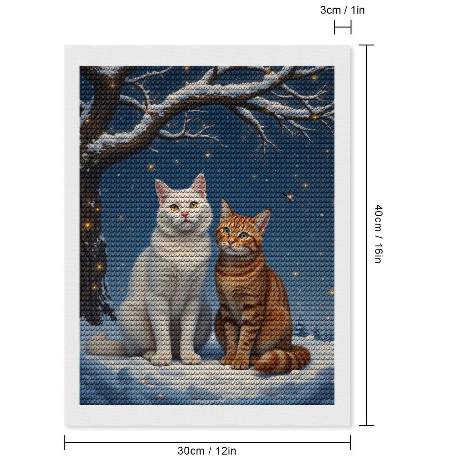 Diamond Art Kit for Adults, Winter Cats Under Starry Sky Diamond Painting for Adults Beginners, 5D DIY Diamond Art Painting Kits, Colorful Diamond Painting Craft for Home Decor 12x16
